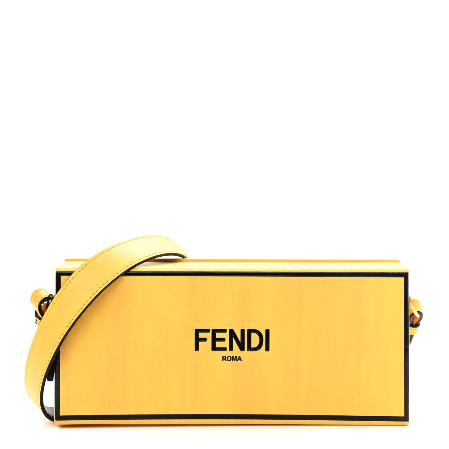 Vitello Fluffy Logo Horizontal Box Crossbody Bag Yellow Box Black