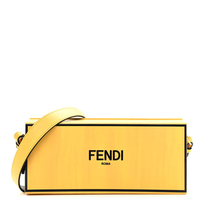 Fendi Vitello Fluffy Logo Horizontal Box Crossbody Bag Yellow Box Black 1 of 9