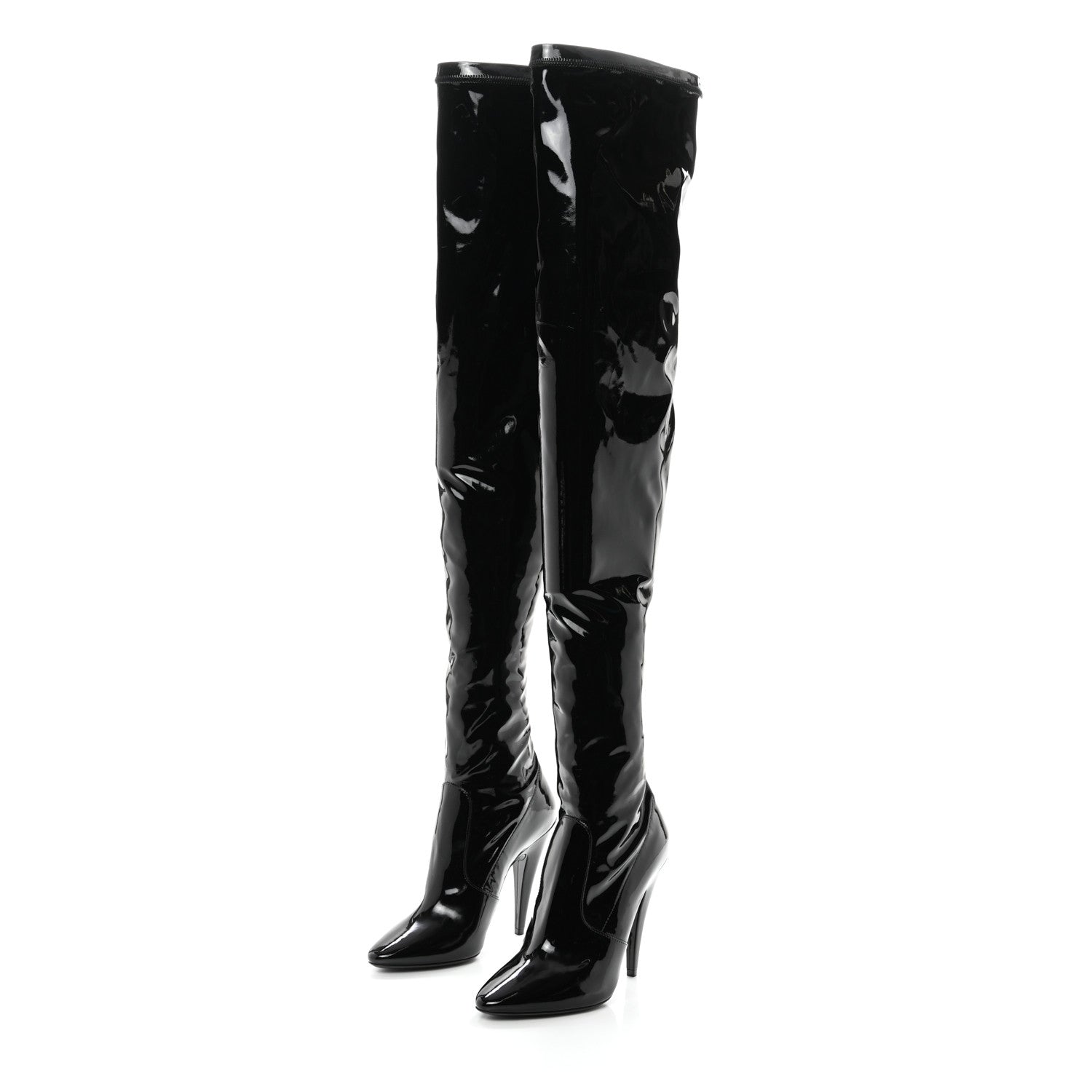 Saint Laurent Latex Ayalah 110 Over The Knee Boots 38 Black 3 of 7