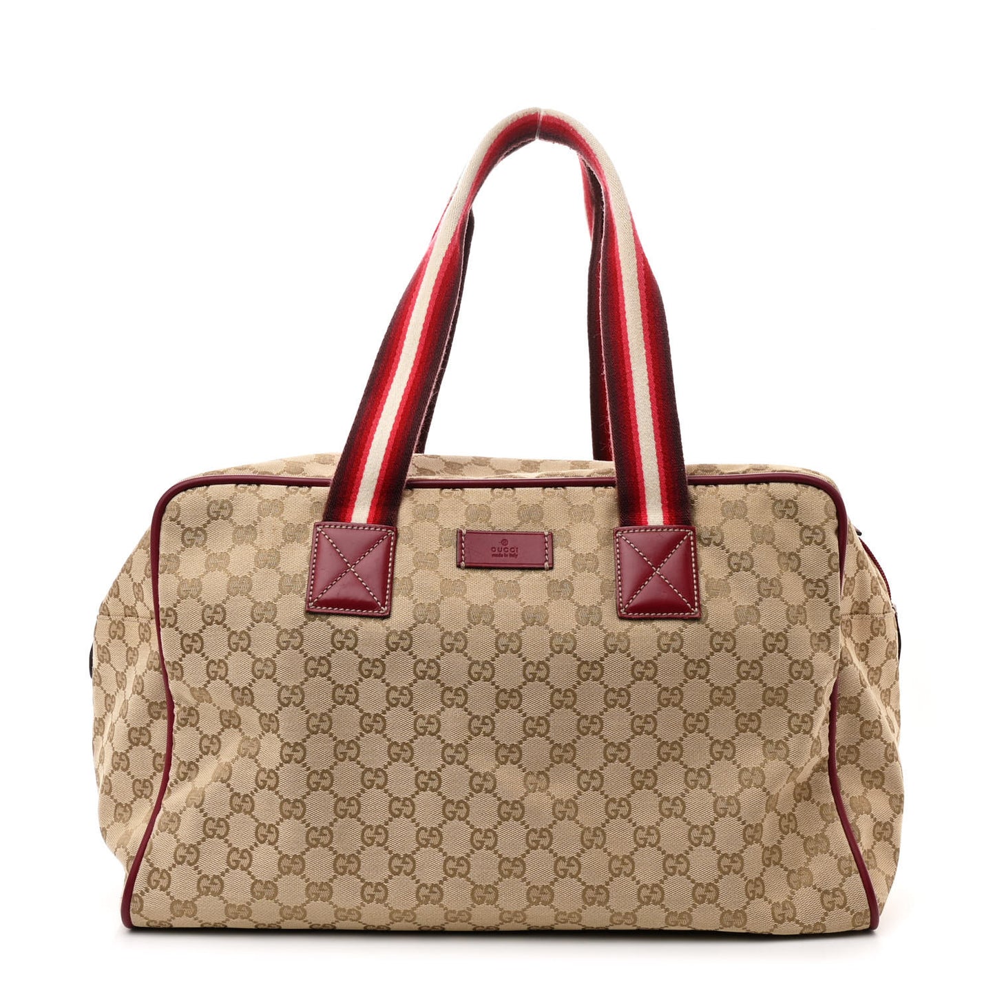 GG Monogram Web Medium Collapsable Carry On Duffle Beige Red