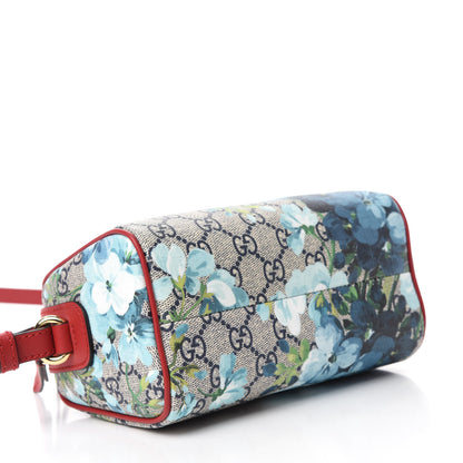 Gucci GG Supreme Monogram Blooms Mini Boston Navy Blue Hibiscus 4 of 10