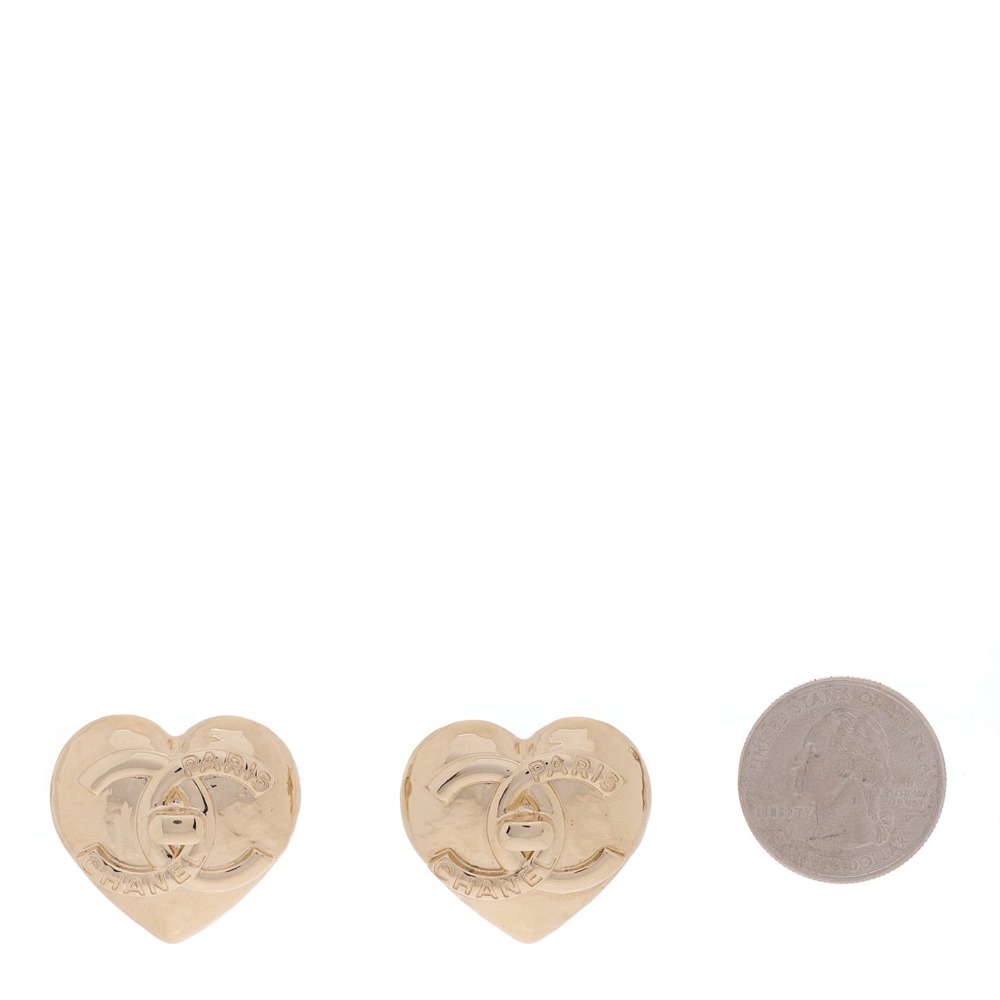 Metal CC Heart Turnlock Earrings Gold