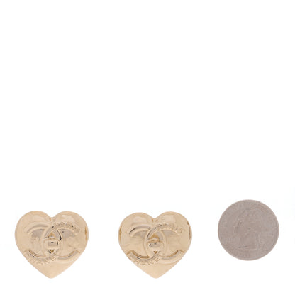 Chanel Metal CC Heart Turnlock Earrings Gold 2 of 4