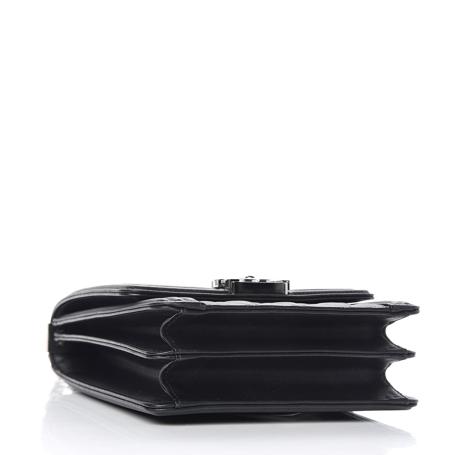 Calfskin Quilted North South Boy Flap Black