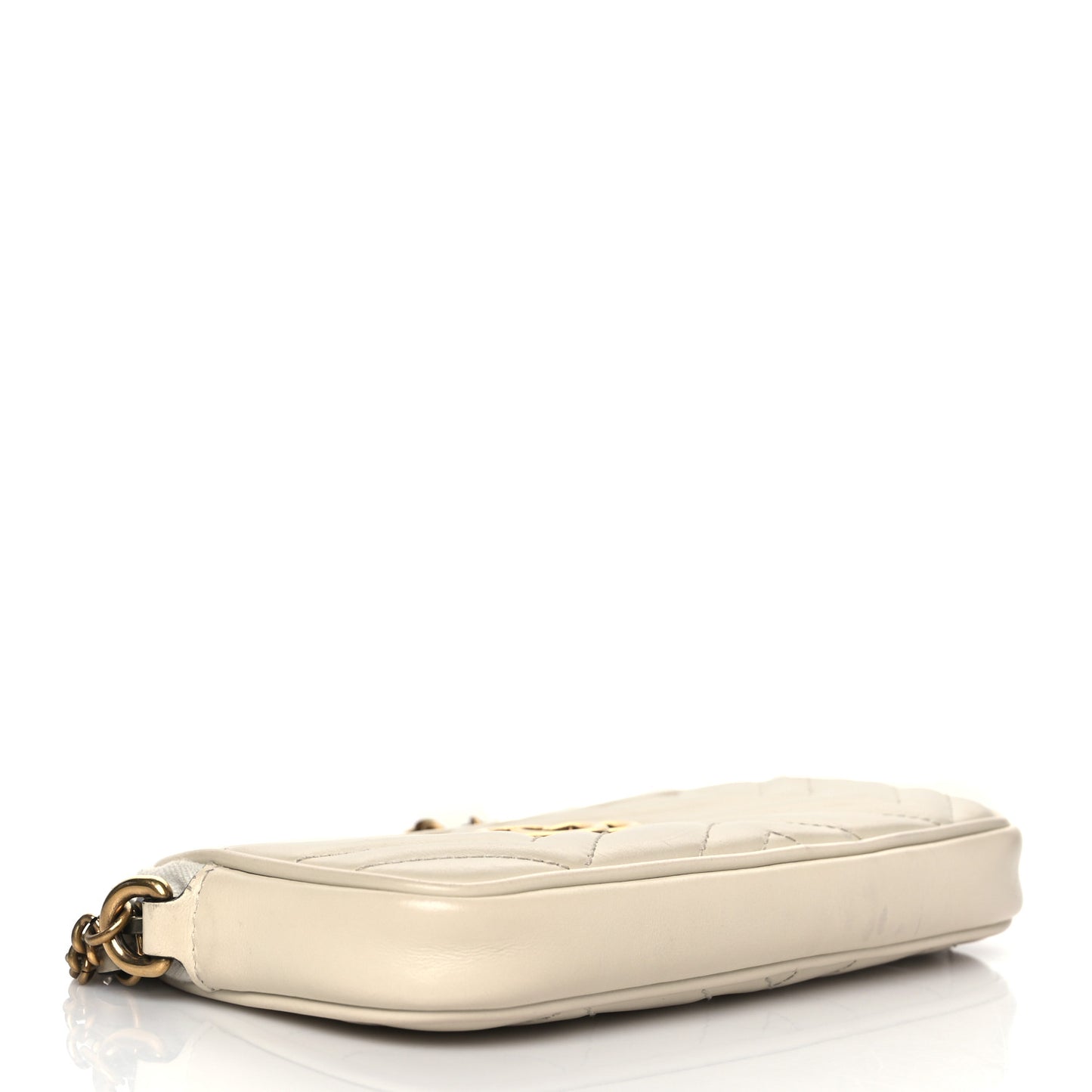 Calfskin Matelasse Mini GG Marmont Chain Crossbody Bag White
