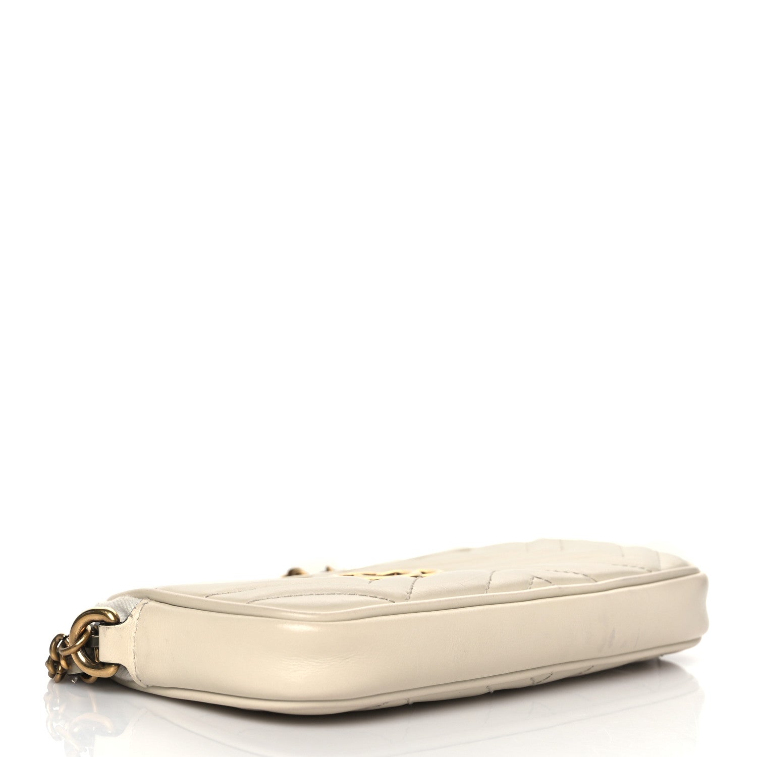 Gucci Calfskin Matelasse Mini GG Marmont Chain Crossbody Bag White 4 of 11