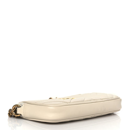 Gucci Calfskin Matelasse Mini GG Marmont Chain Crossbody Bag White 4 of 11