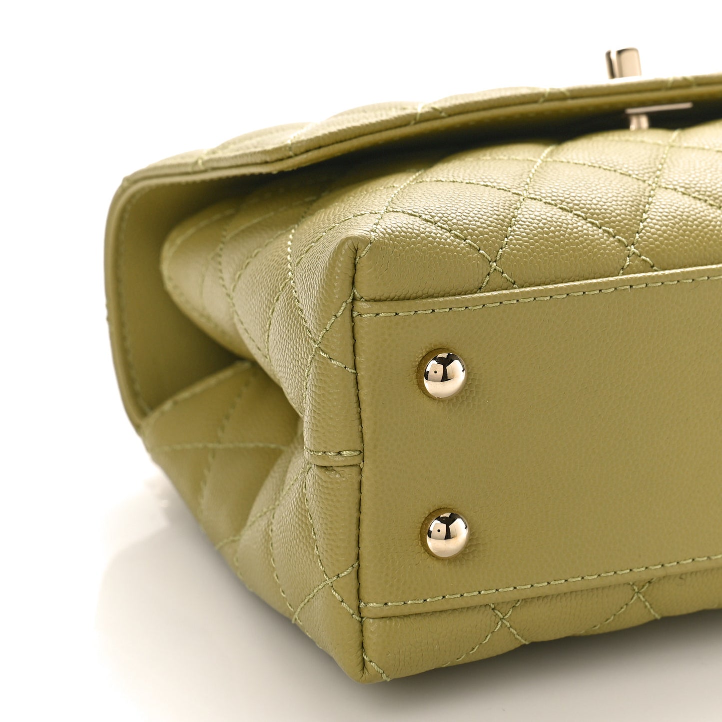 Caviar Lizard Embossed Quilted Mini Coco Handle Flap Green