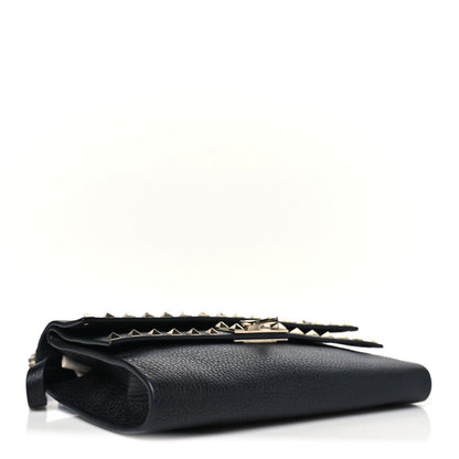 Valentino Garavani Grainy Calfskin Rockstud Double Flap Crossbody Bag Black 4 of 9