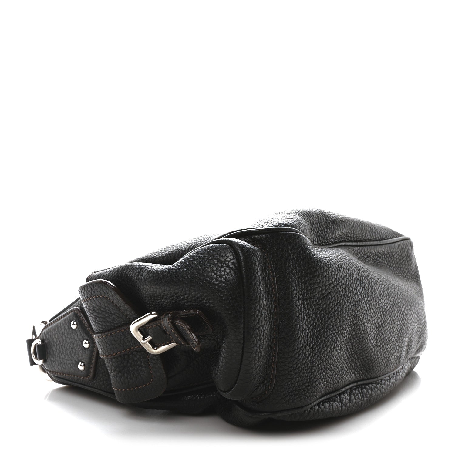 Prada Vitello Daino Side Pocket Tote Black 4 of 9