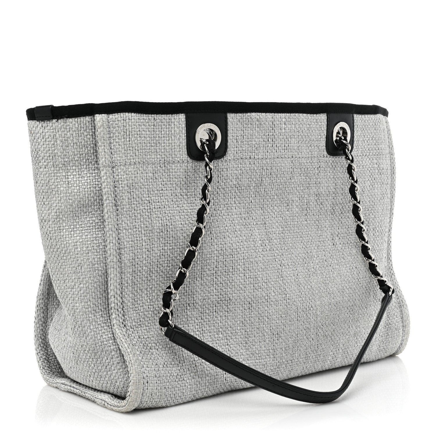 Chanel Woven Straw Raffia Small Deauville Tote Grey 3 of 10