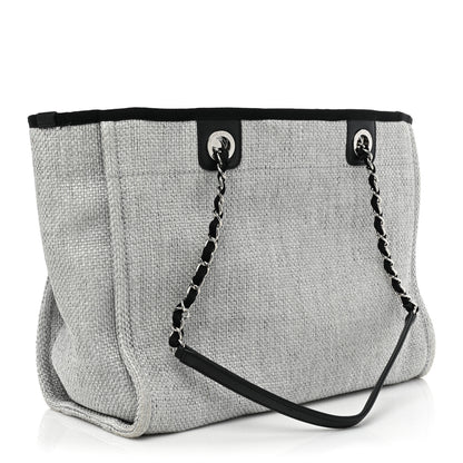 Chanel Woven Straw Raffia Small Deauville Tote Grey 3 of 10