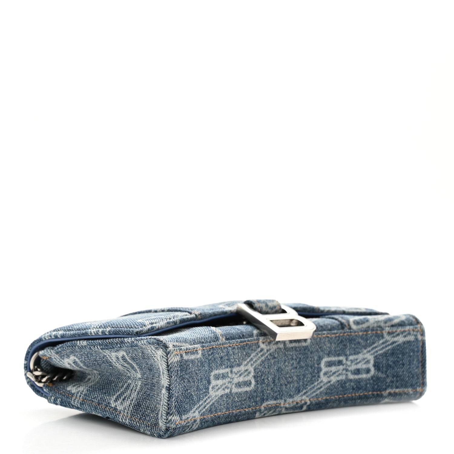 Balenciaga Denim BB Monogram Hourglass Chain Bag Blue 4 of 13