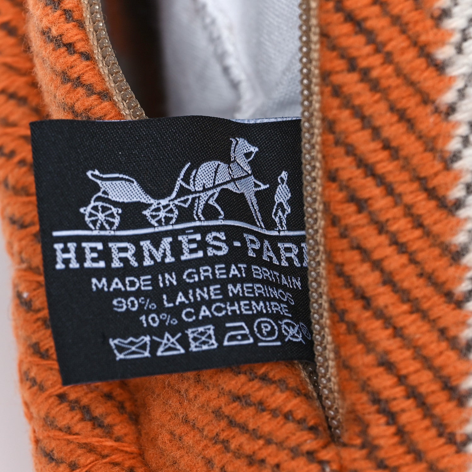 Hermes Wool Cashmere Avalon Pillow PM Ecru Potiron 3 of 3
