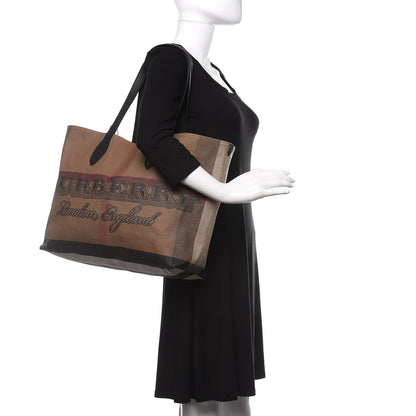 Burberry Coated Canvas Mega Check Medium Doodle Tote Black 2 of 10