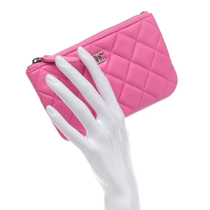Chanel Lambskin Quilted Small Cosmetic Case Neon Pink 2 of 8