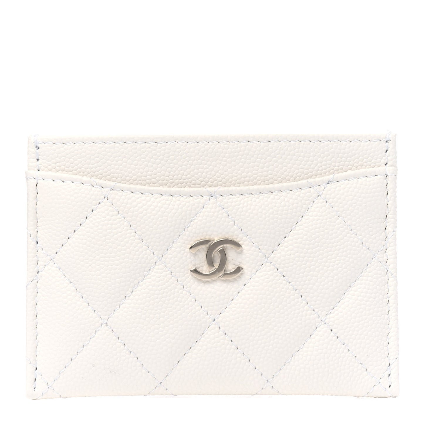 Caviar Quilted Card Holder White