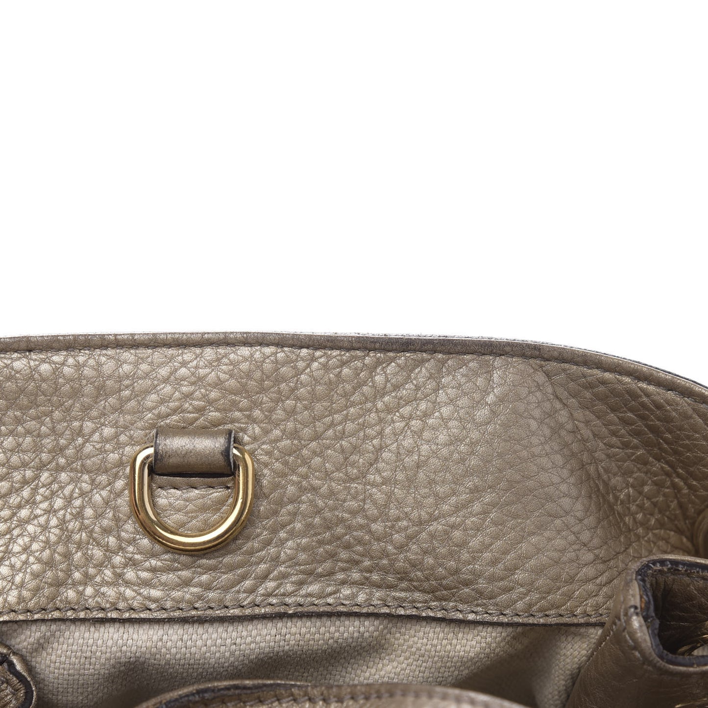 Metallic Pebbled Calfskin Medium Soho Chain Shoulder Bag Golden Beige