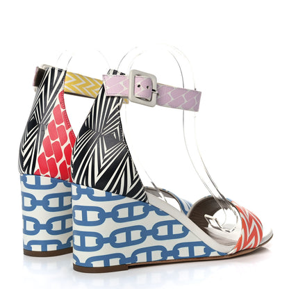 Hermes Calfskin Printed Acapulco Wedge Sandals 38.5 Multicolor 4 of 8