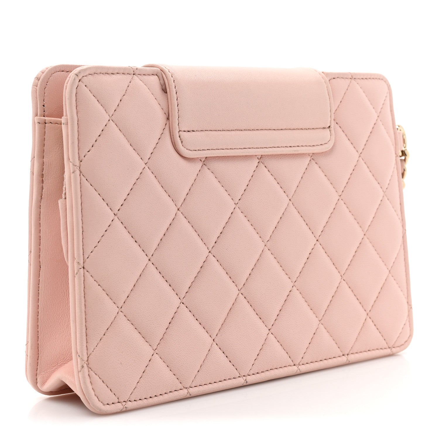Chanel Lambskin Quilted CC Pouch Wristlet Pink 3 of 14