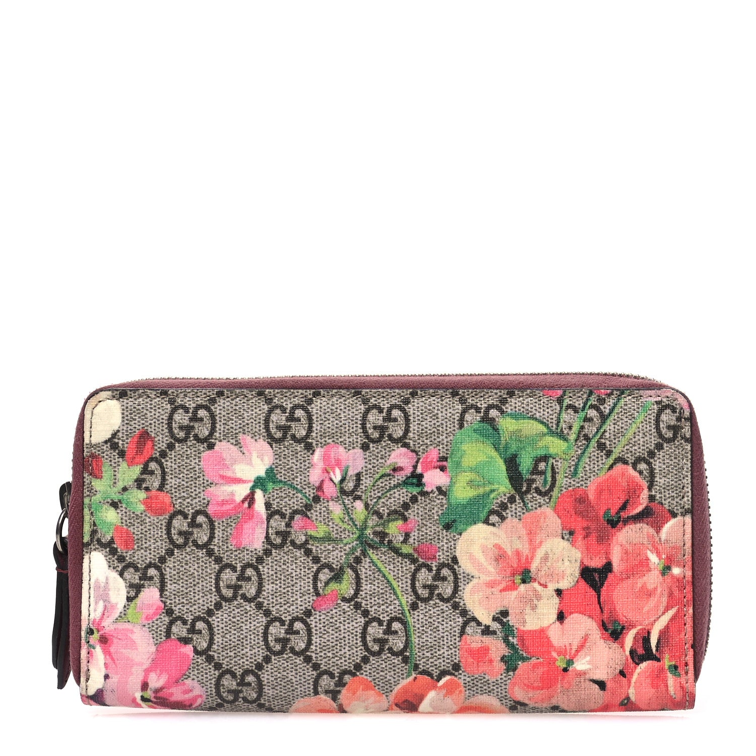 Gucci GG Supreme Monogram Blooms Zip Around Wallet Beige Multicolor Dry Rose 1 of 6