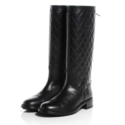 Chanel Calfskin Quilted Riding Boots Black 37.5 3 of 5