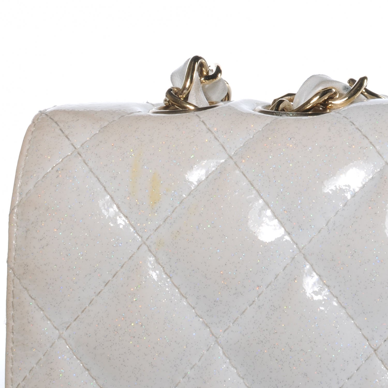 Chanel Patent Quilted Evening Star Jumbo Flap White 5 of 11
