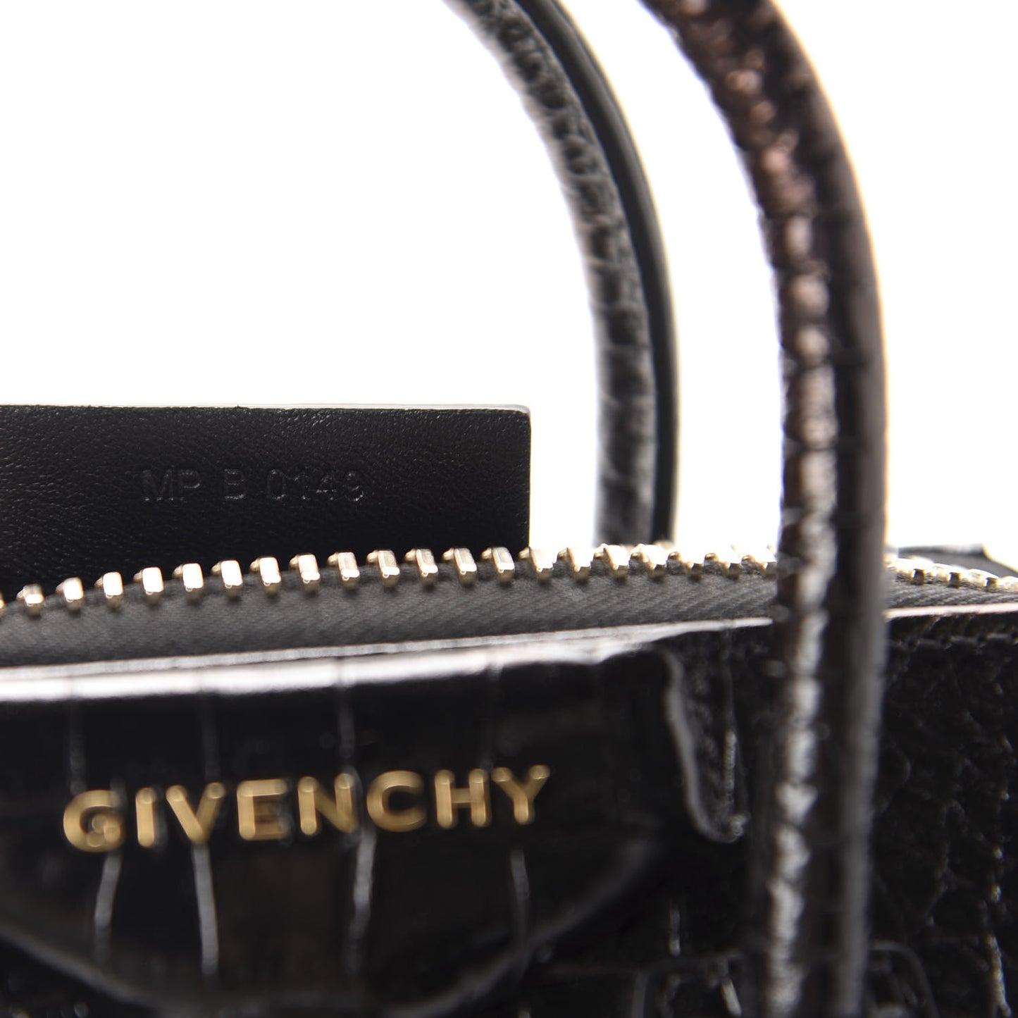 Calfskin Crocodile Embossed Mini Antigona Black