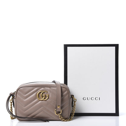 Gucci Calfskin Matelasse Mini GG Marmont Chain Shoulder Bag Porcelain Rose 10 of 10