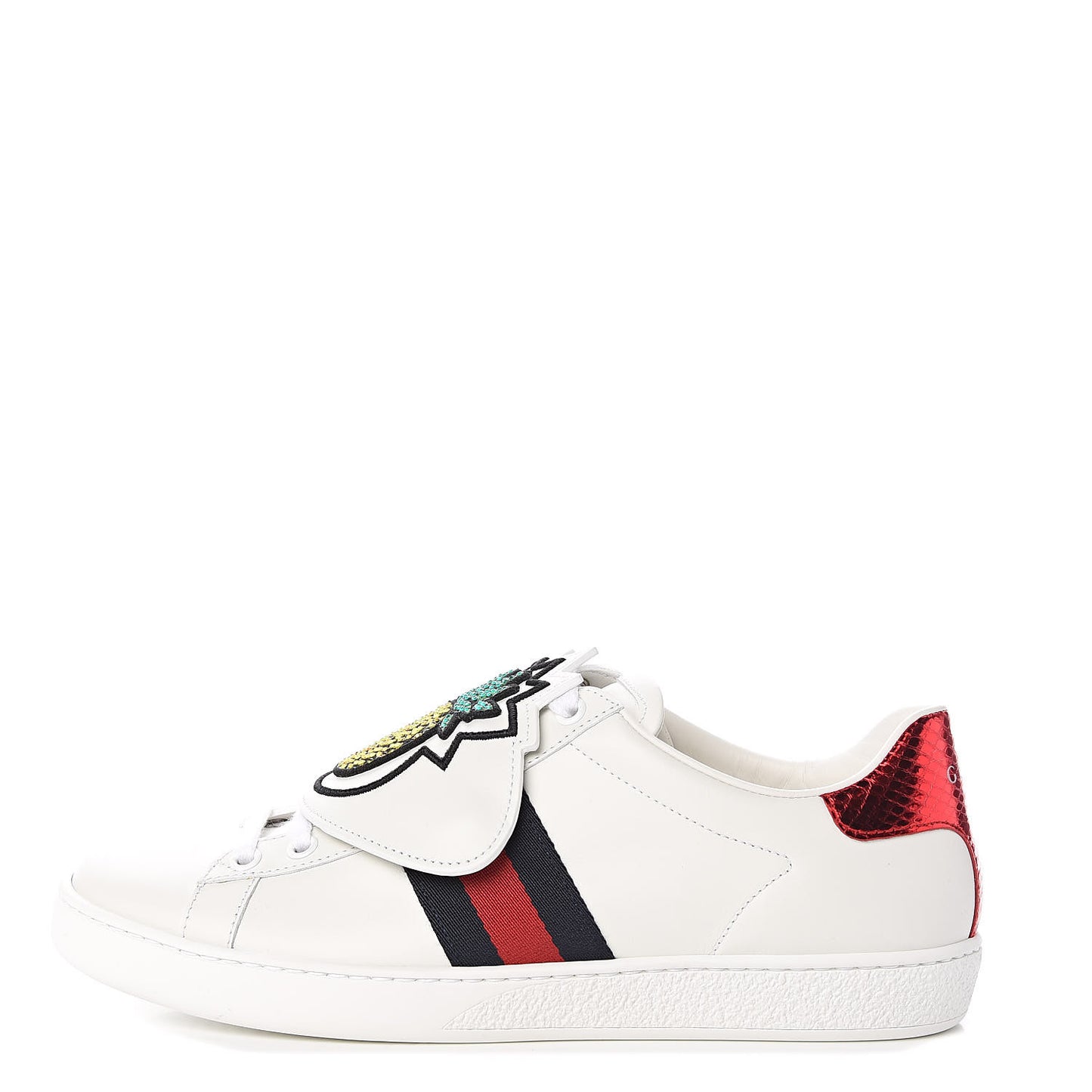Calfskin Ayers Crystal Web Womens New Ace Pineapple Sneakers 38 White