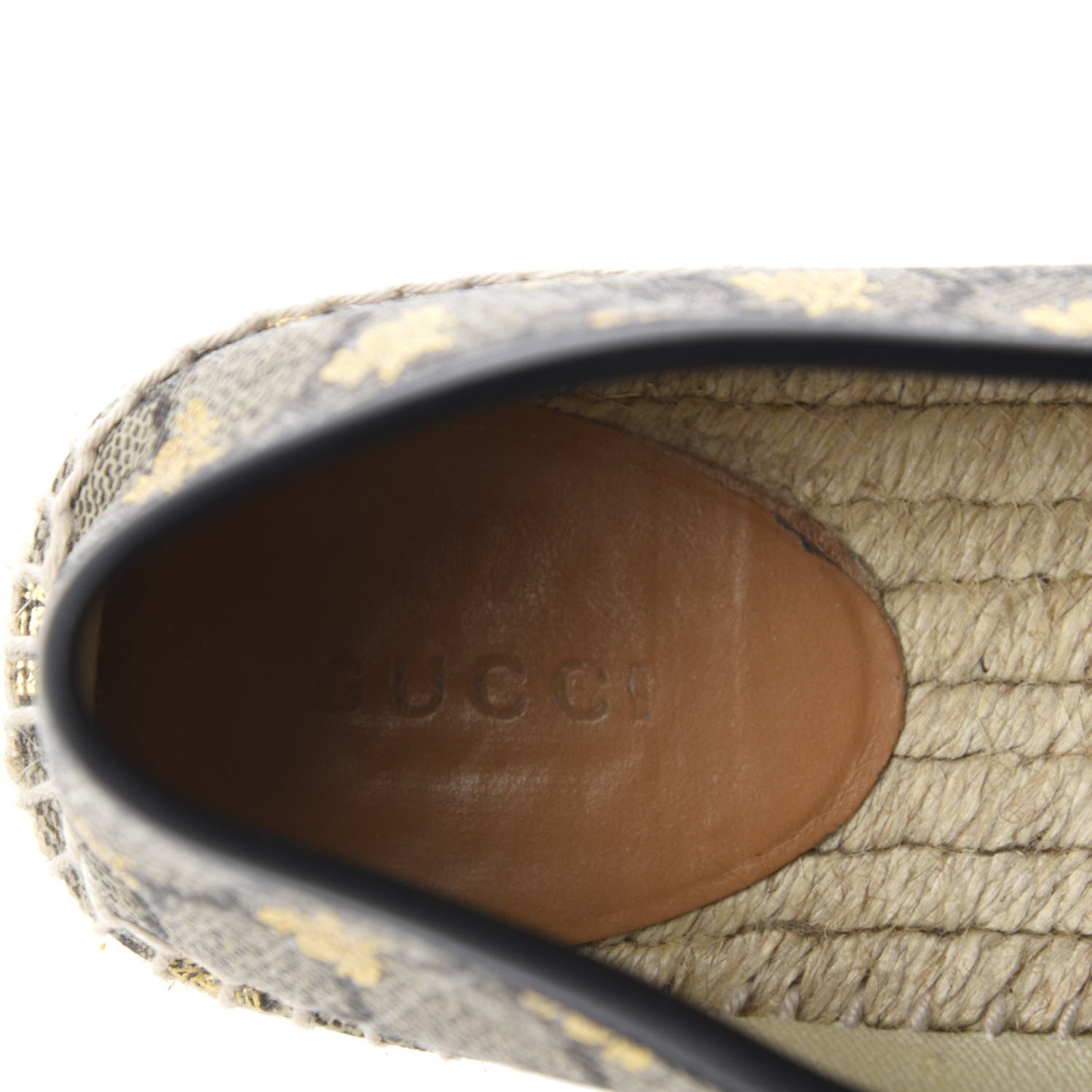 Gucci GG Supreme Monogram Bees Espadrille Flats 36.5 Beige Ebony Oro Black 8 of 11