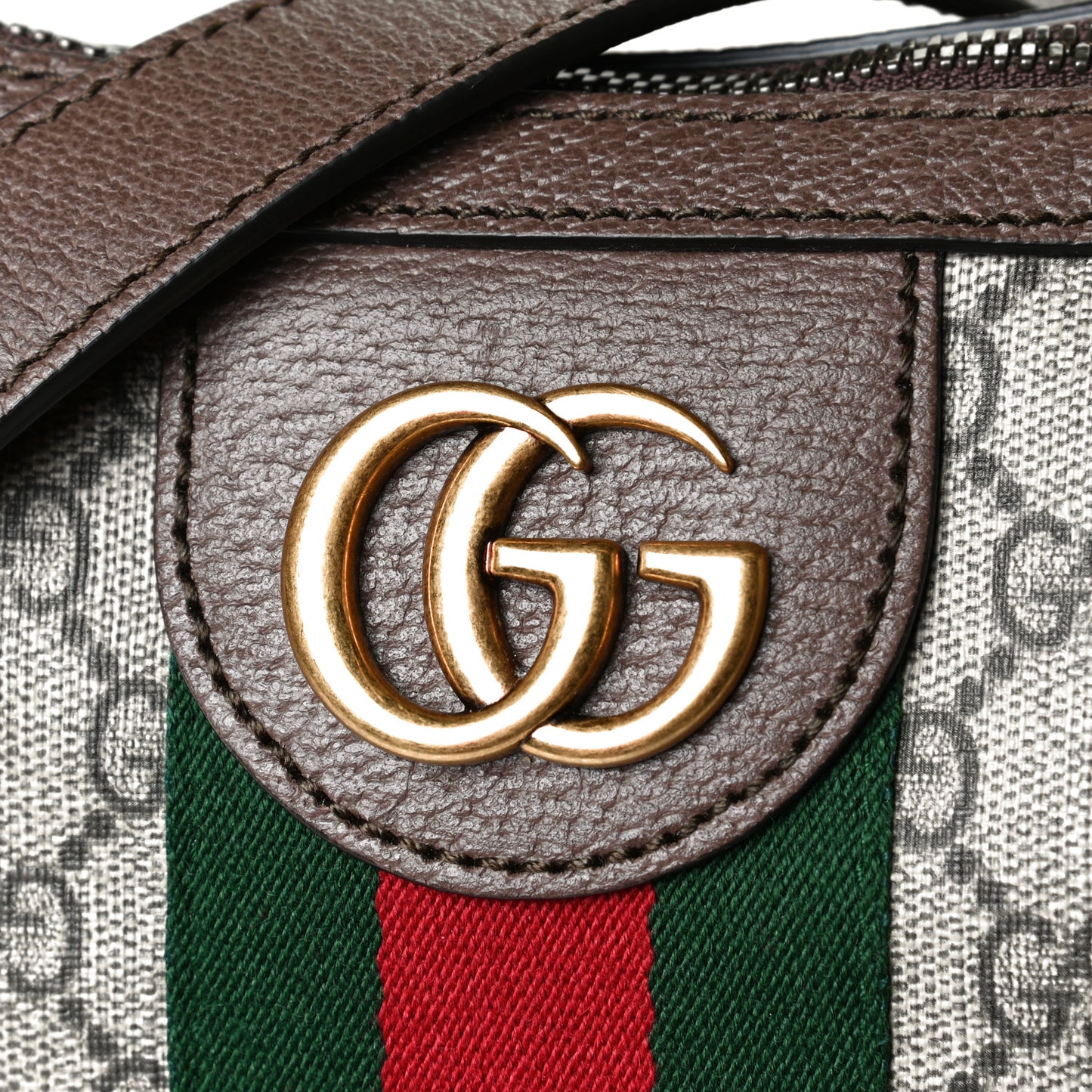 GG Supreme Monogram Web Small Ophidia Half Moon Hobo Brown