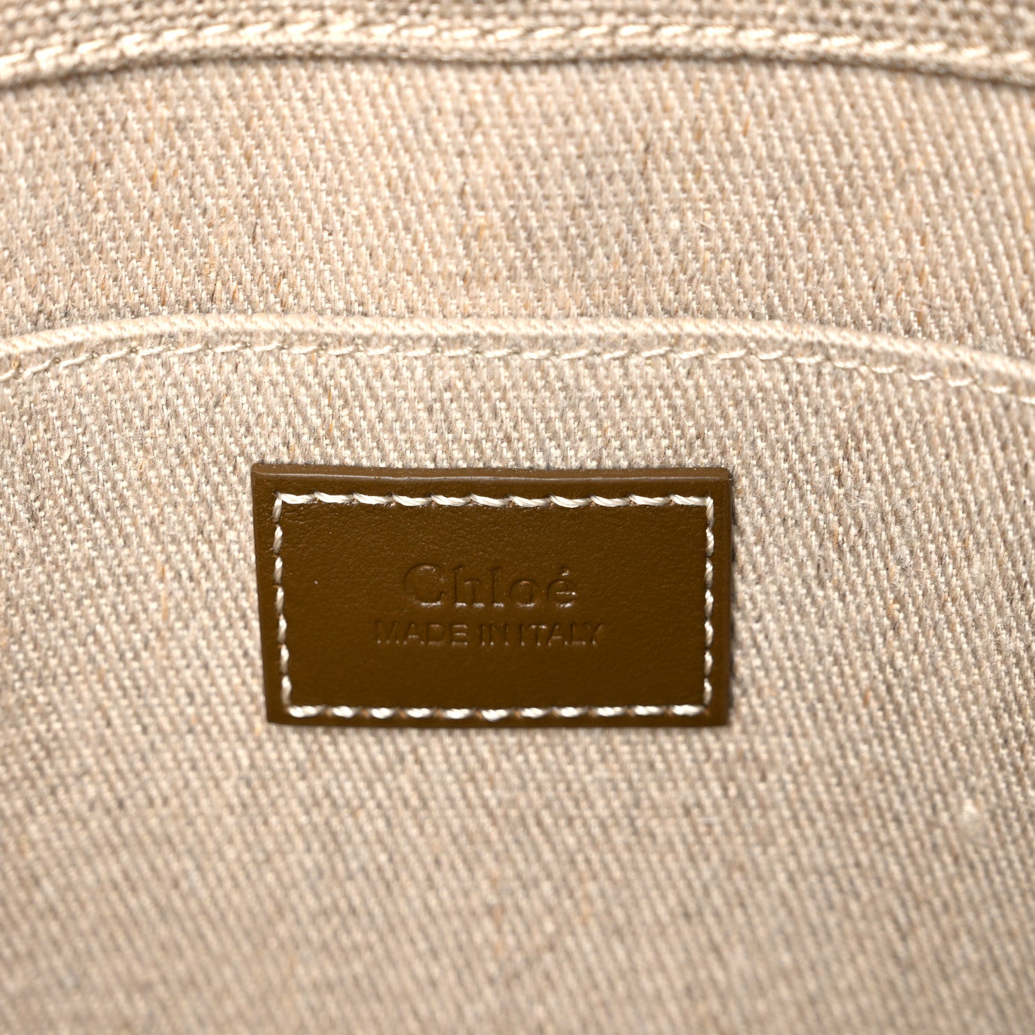 Chloe Linen Calfskin Medium Woody Ribbon Tote Bronze Brown 6 of 10