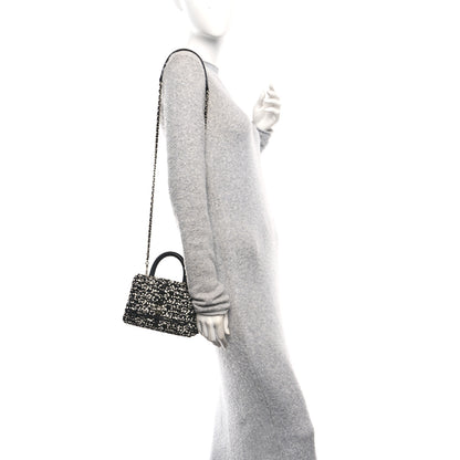 Chanel Lambskin Sequin Beaded Extra Mini Coco Handle Flap Black White 2 of 12