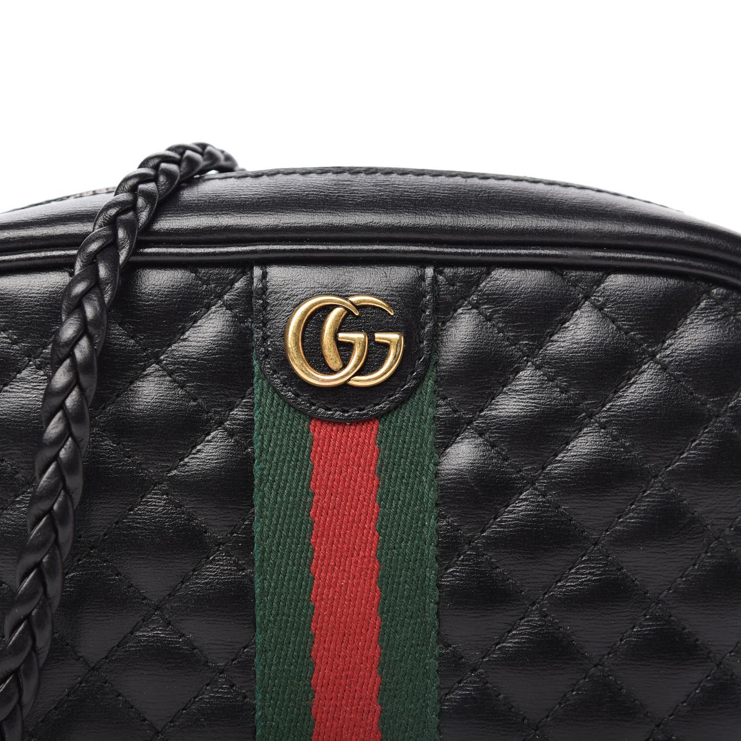 Calfskin Trapuntata Web Mini GG Shoulder Bag Black