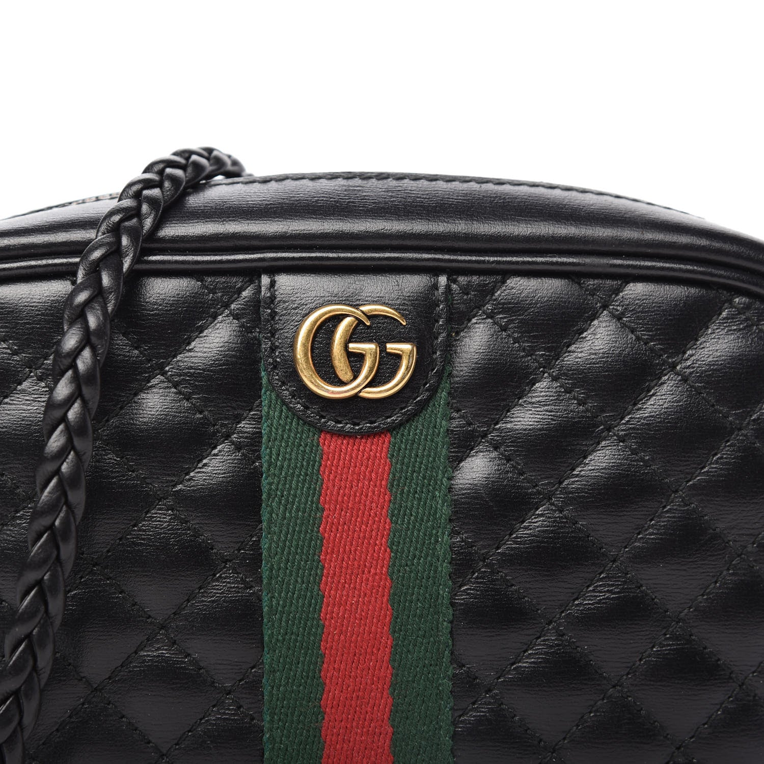 Gucci Calfskin Trapuntata Web Mini GG Shoulder Bag Black 10 of 10
