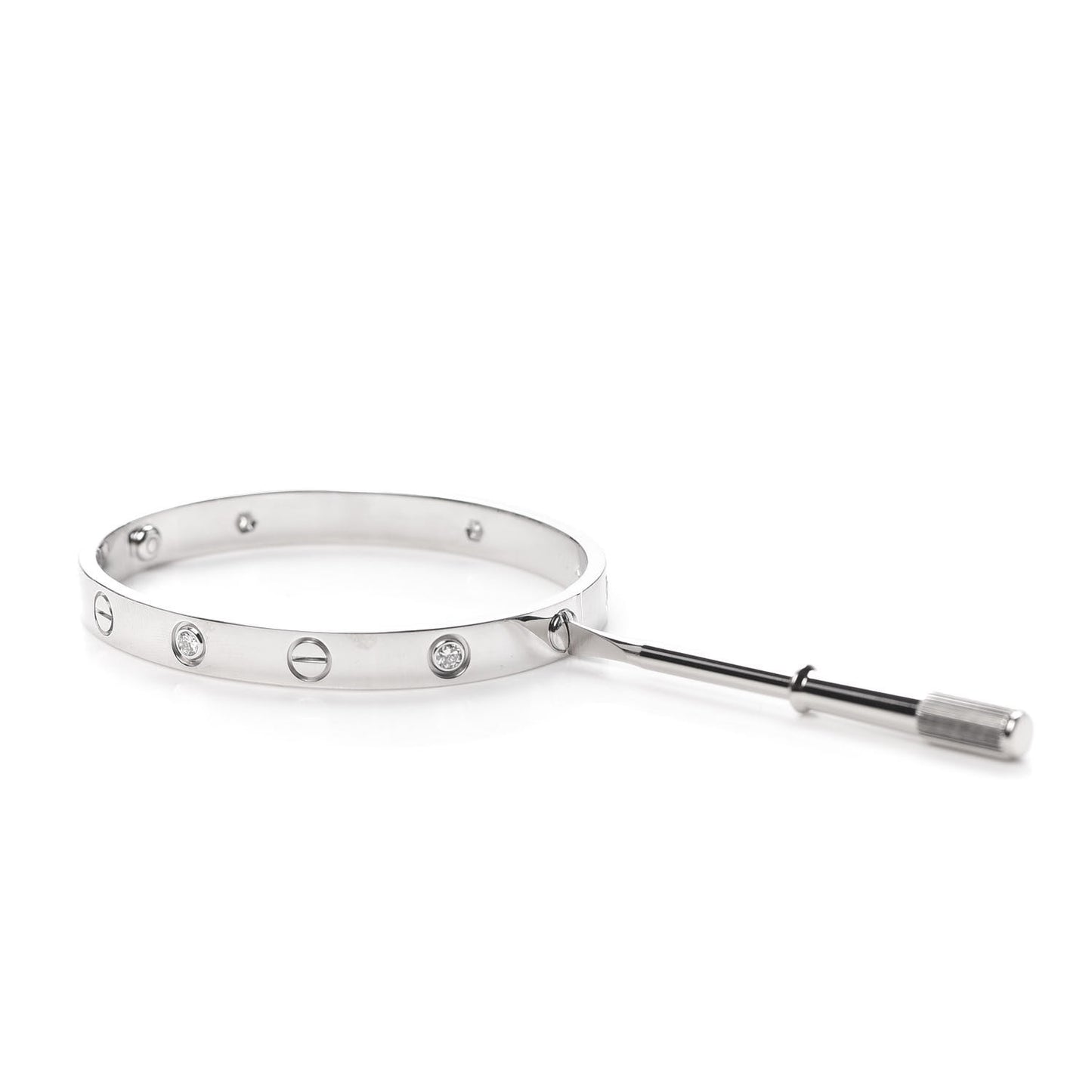 18K White Gold 6 Diamond LOVE Bracelet 16