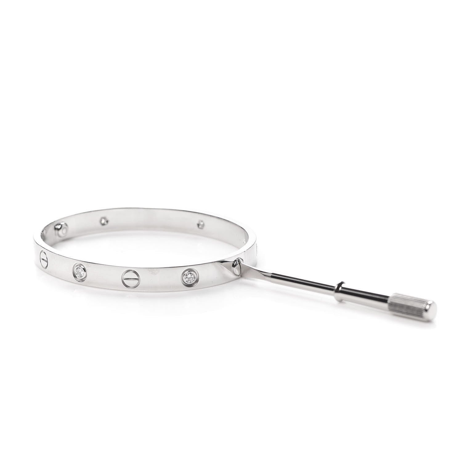 Cartier 18K White Gold 6 Diamond LOVE Bracelet 16 4 of 6