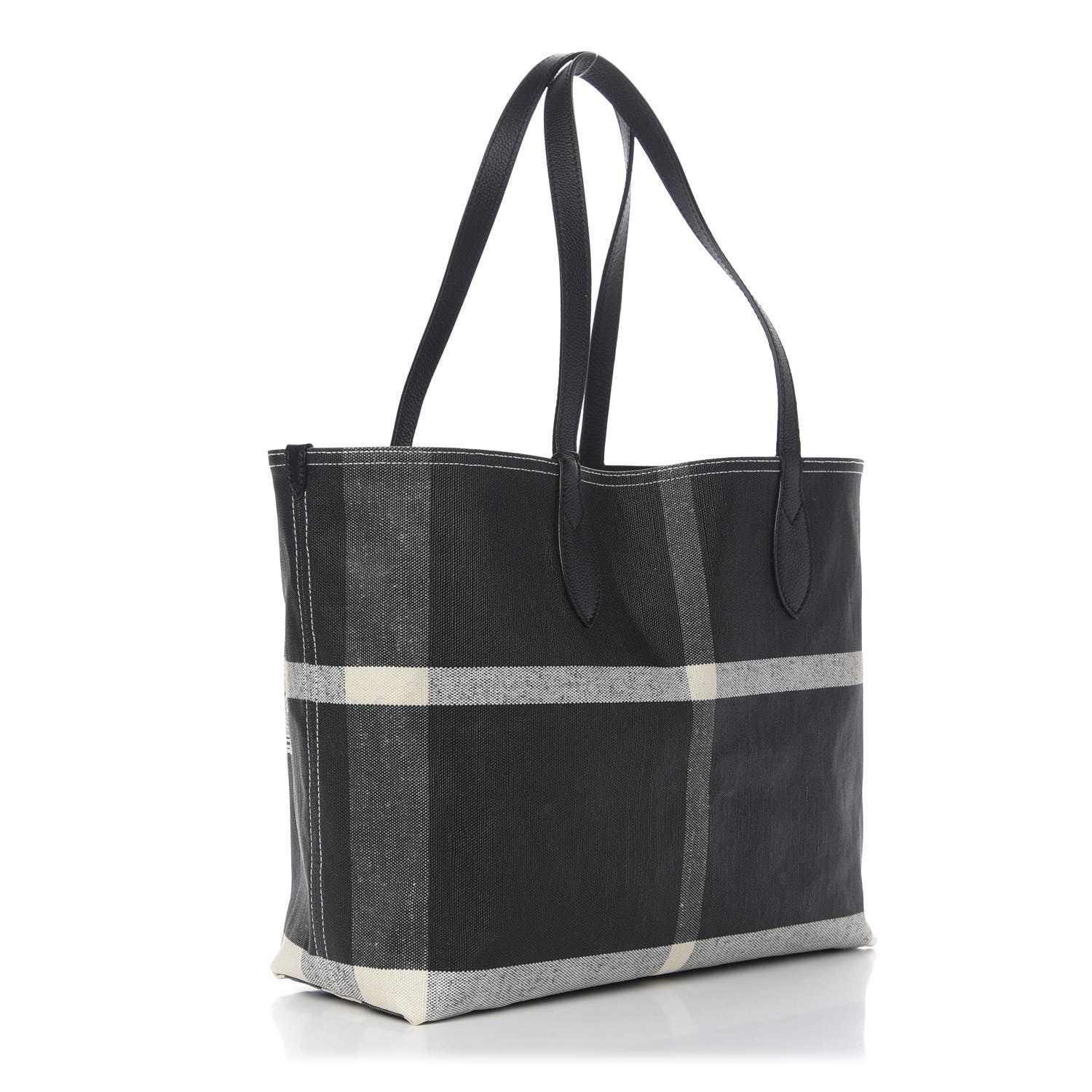 Burberry Coated Canvas Mega Check Medium Doodle Tote Black White 4 of 16