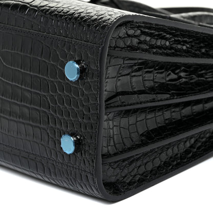 Saint Laurent Calfskin Crocodile Embossed Baby Sac De Jour Black 9 of 9