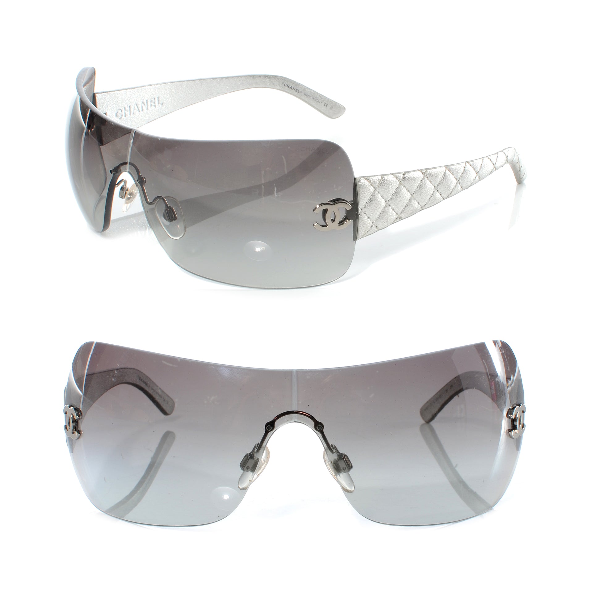Chanel Leather Quilted CC Sunglasses 4157 Silver 1 of 7