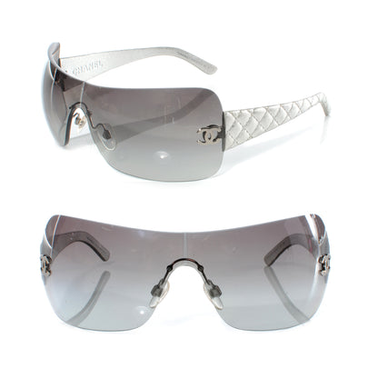 Chanel Leather Quilted CC Sunglasses 4157 Silver 1 of 7