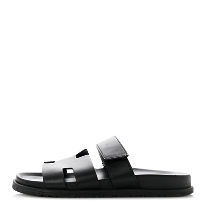 Hermes Calfskin Womens Chypre Sandals 40 Black 1 of 9