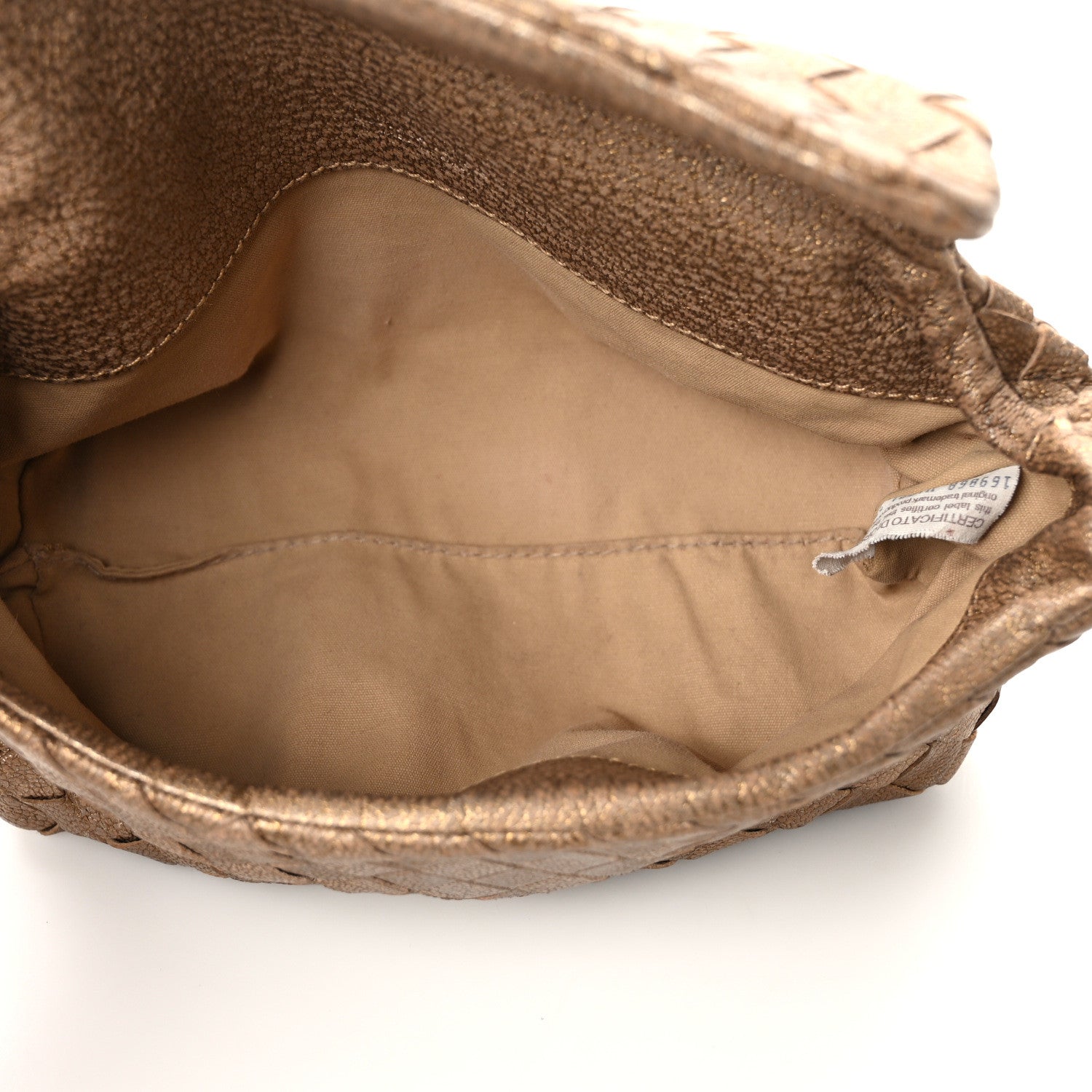 Bottega Veneta Metallic Chevre Intrecciato Cosmetic Case Ottone 5 of 12
