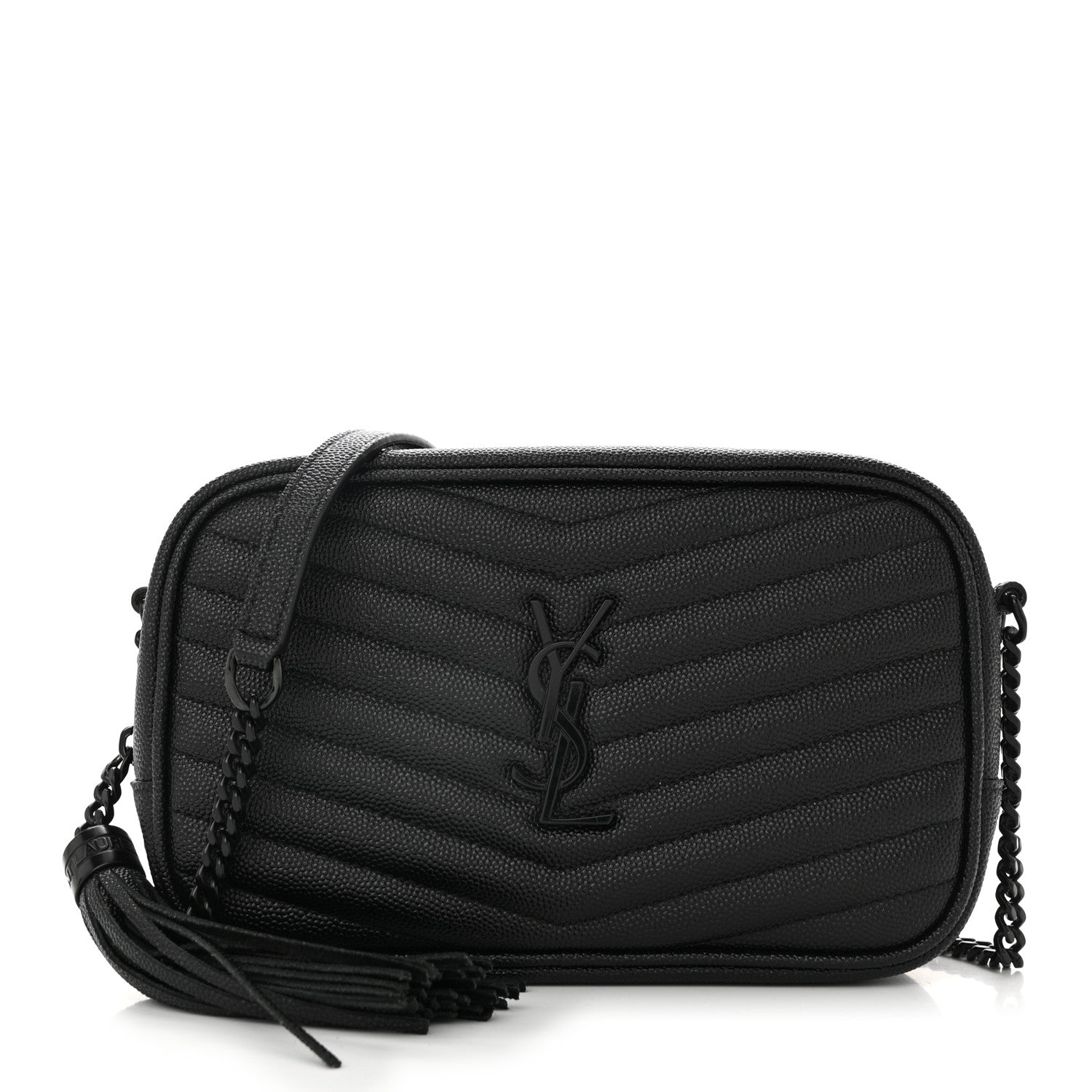 Saint Laurent Grain De Poudre Matelasse Monochrome Monogram Mini Lou Camera Bag Black 1 of 10