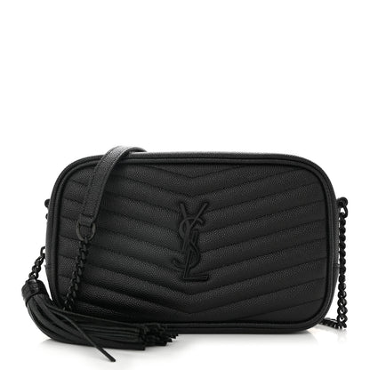 Saint Laurent Grain De Poudre Matelasse Monochrome Monogram Mini Lou Camera Bag Black 1 of 10