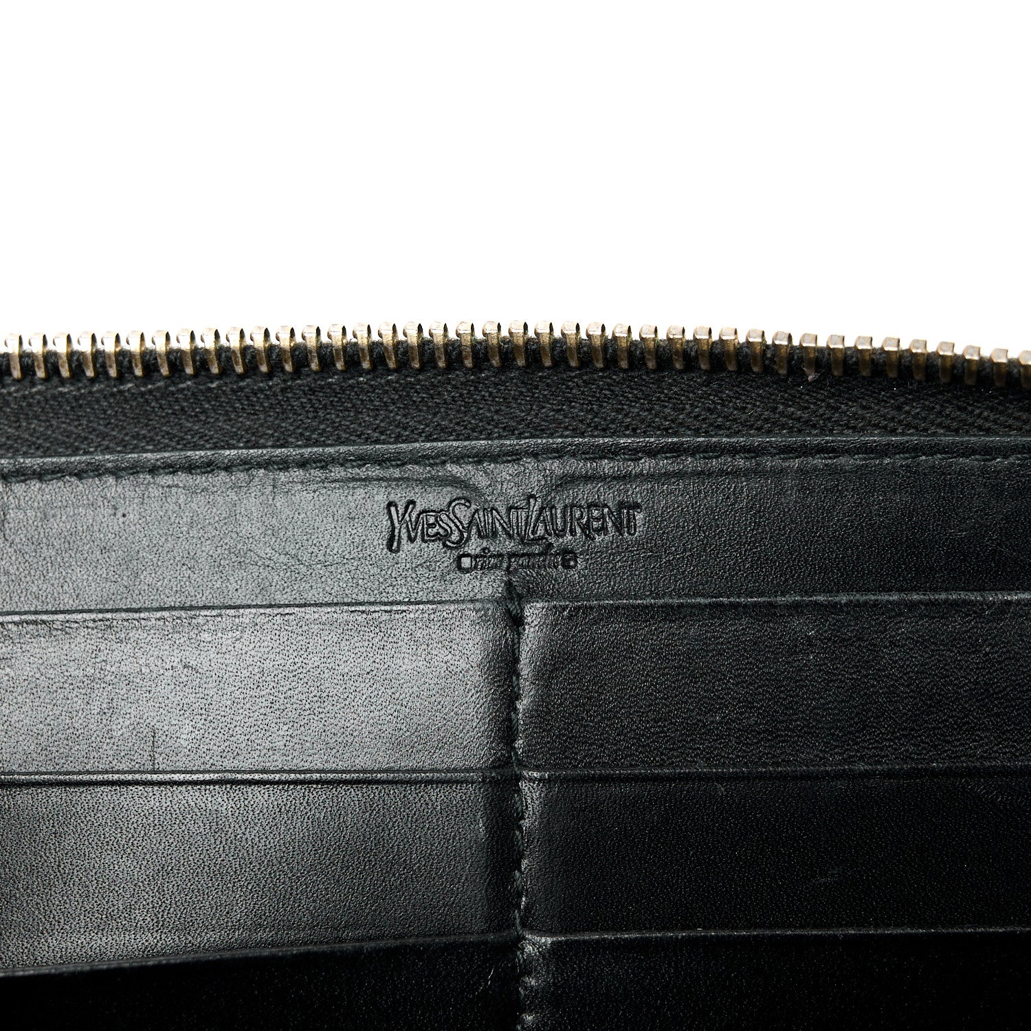 Saint Laurent Textured Patent Monogram Belle De Jour Zip Around Wallet Black 6 of 8