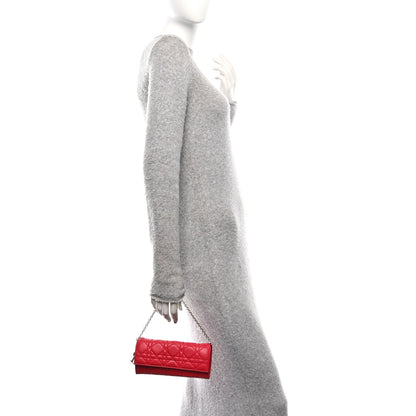 Christian Dior Lambskin Cannage Lady Dior Rendezvous Wallet On Chain Fuchsia 2 of 10