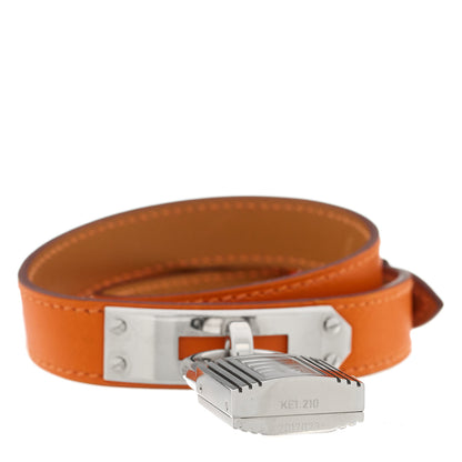 Hermes Stainless Steel Swift 20mm Kelly Cadena Double Tour Quartz Watch Orange 4 of 4