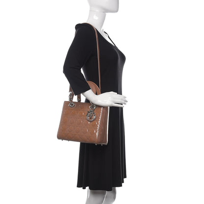 Christian Dior Patent Cannage Medium Lady Dior Brown 2 of 15